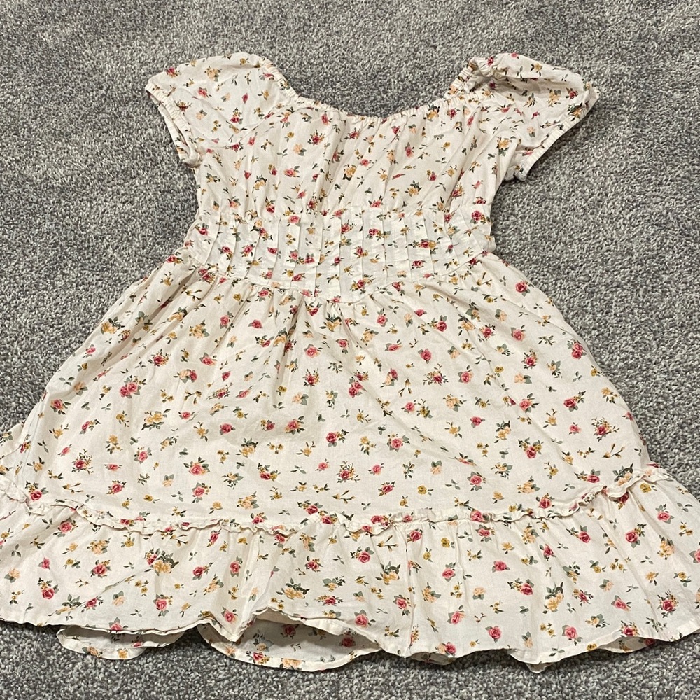 Place Floral Kids Dress in Cream and Pink